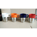 Caneca cerâmica inferior de aço inoxidável gravada laser